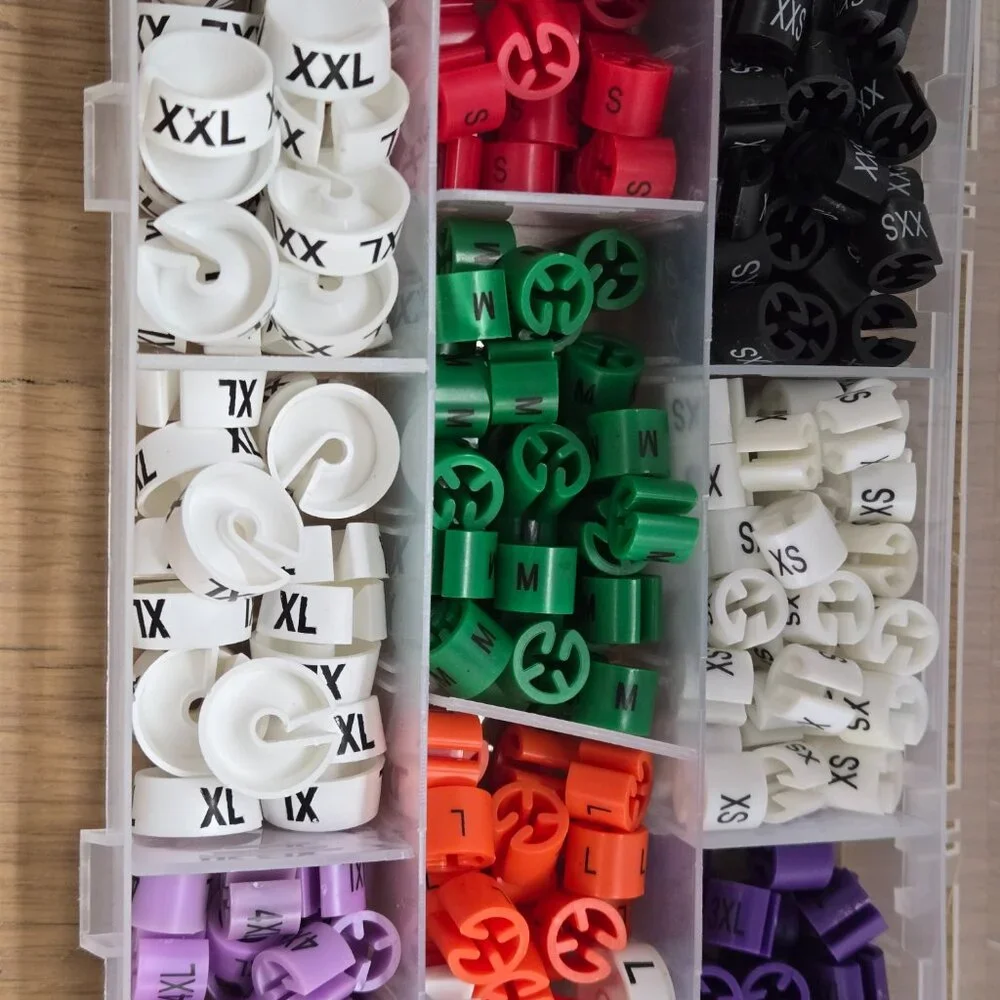 Hanger Sizers: Garment Markers, Clip On, Plastic XXS - 4XL